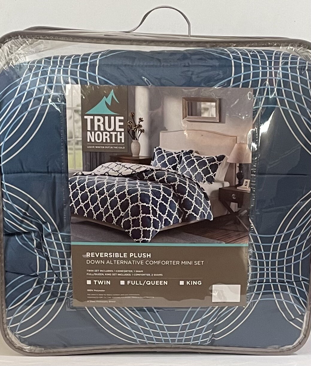 True North Reversible Plush Twin Set Twin Sized Polyester Comforter & Sham Blue gallery