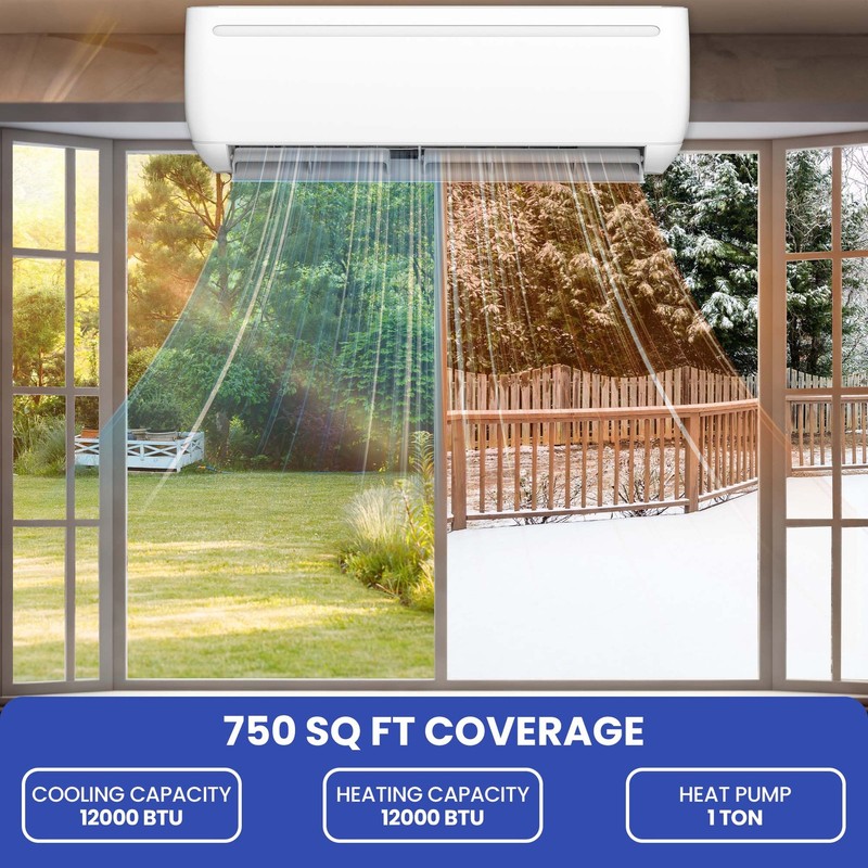 12000 BTU 110V Mini Split Air Conditioner Cool Heat Pump Wifi System Ductless gallery