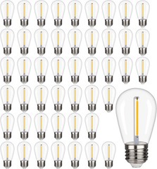 48 Pack S14 LED String Light Bulbs, 1W Shatterproof & Waterproof Outdoor Indoor