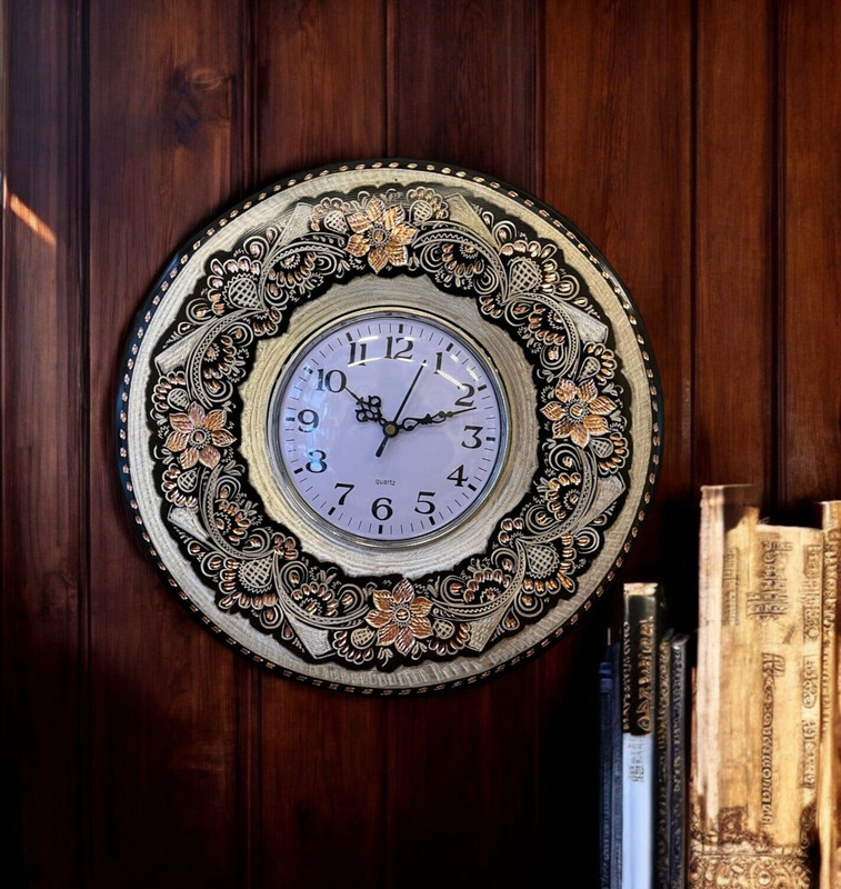Copper Wall Clock, Wall Art Decor, Handmade Copper Wall Hanging Clock 30cm 12in gallery