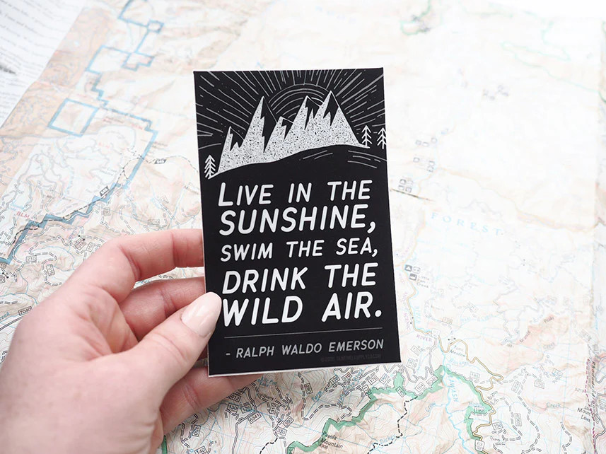 Emerson Quote Sticker - Black Rectangular gallery