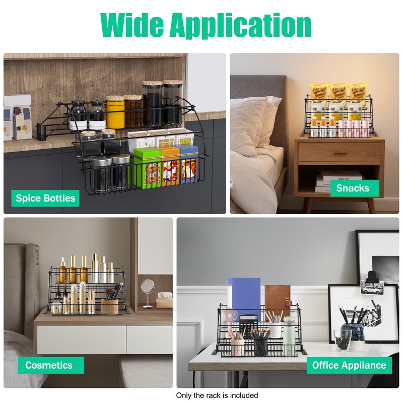 3 Layers Pull Down Spice Rack Pull Out Metal Cabinet Organizer Kitchen Stand gallery
