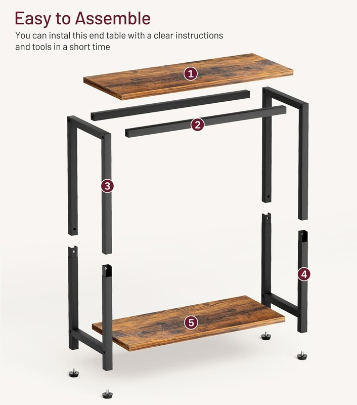 Narrow 2 Tier Side Table - Rustic Brown & Black for Small Spaces Elegance gallery