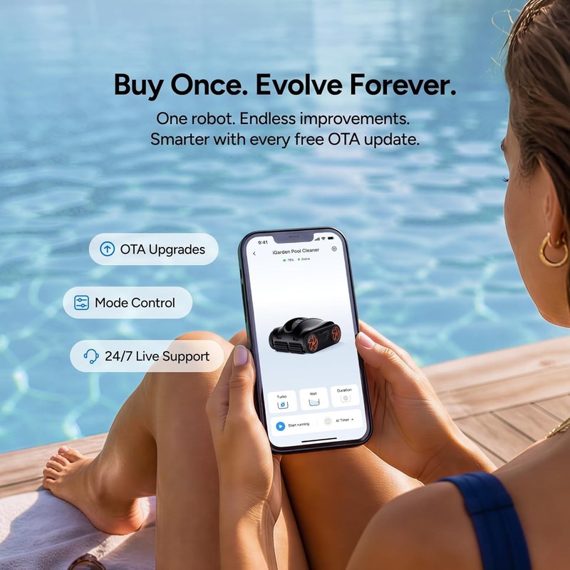 iGarden K70 7H Runtime Robotic Pool Cleaner Pool Vacuum Clean For Inground gallery