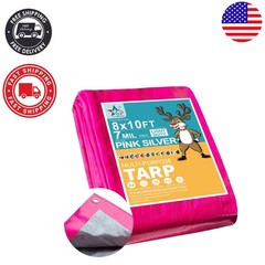 Multifunctional 8×10 ft Waterproof Tarpaulin – 7 Mil Pink/Silver, Tear Resistant