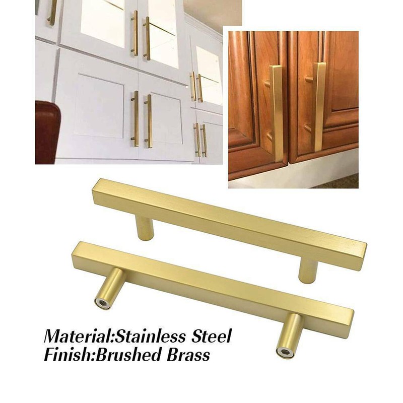 20Pcs T Bar Pull Gold Handles Solid Steel Kitchen Cabinet Hardware Modern Pulls gallery