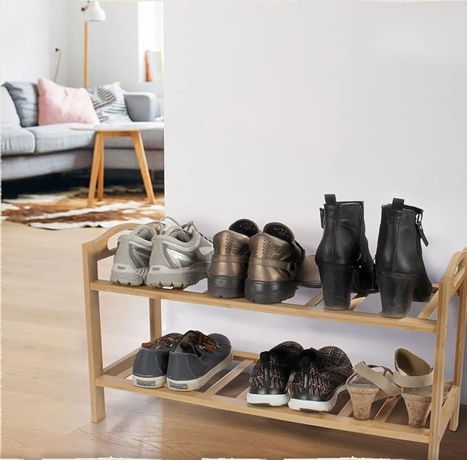 BambooMN Wood Shoe Rack for Entryway or Doorway gallery