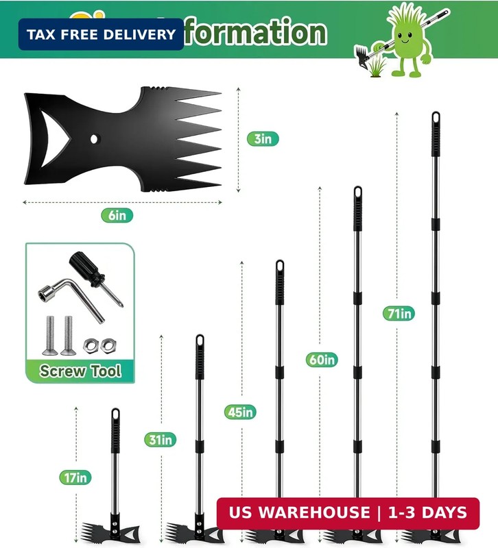 71in Weed Puller Tool with Long Handle, 2 in 1 Heavy Duty Garden Hoe and Hand We gallery