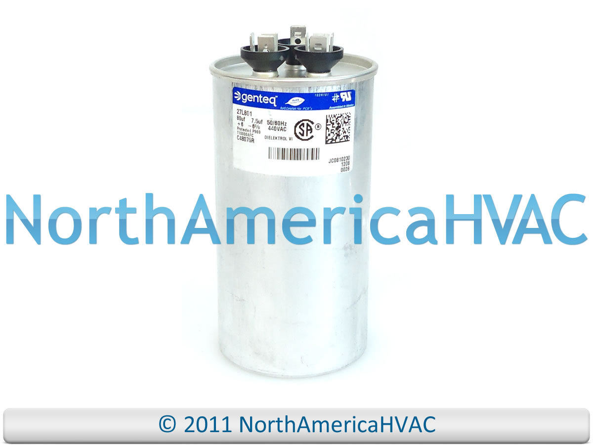 Capcom Capacitor Dual Run 80/7.5 uf MFD 440 Volt Fits GE Genteq 27L801 27L801BZ3 gallery