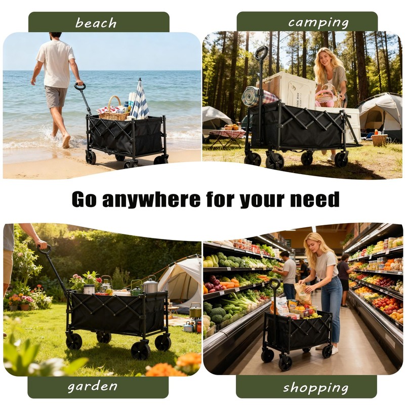 100L Folding Wagon Cart Push & Pull Beach, 350 lbs Weight Capacity Heavy Duty... gallery