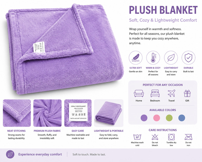 SUPER SOFT Coral Fleece/ Micro Plush Fleece Blanket Air Conditioning FULL SIZE gallery