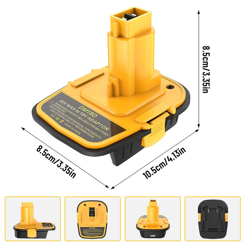 Battery Adapter compaitble with DeWalt 20V or Milwaukee 18V Battery DM18D gallery