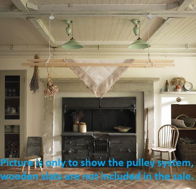 VICTORIAN STYLE CEILING HANGING CLOTHES DRYER CAST IRON PULLEY ROPE LAUNDRY MAID gallery