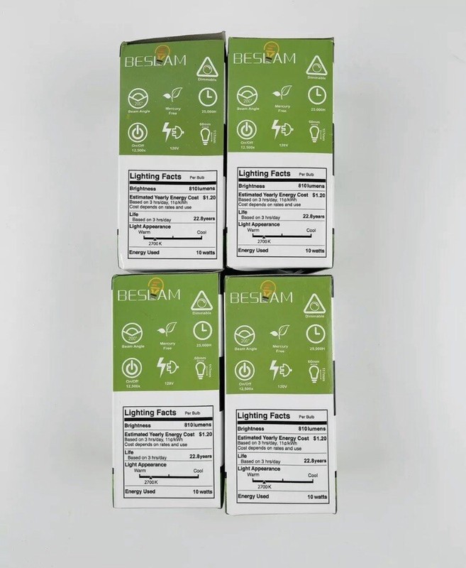 LED Dimmable Light Bulb 60W Equivalent E26-A19-810LM-10W 2700K 4 Pack New A40 gallery