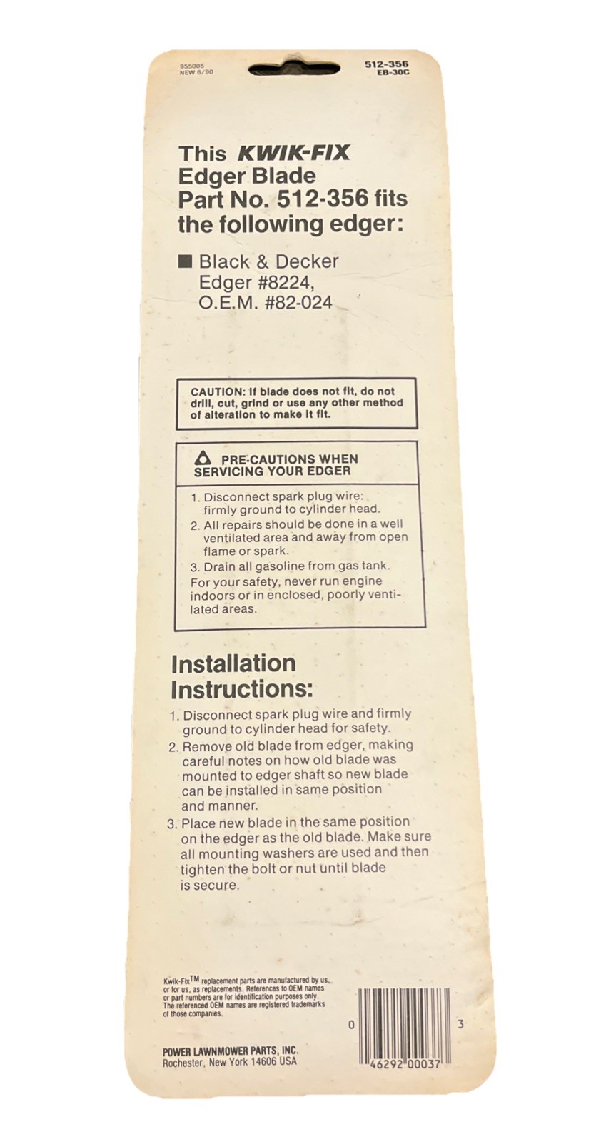 Edger Blade 7 5/8 Inches Long Kwik-fix 512-356. Fits 8224 And 82-024 gallery