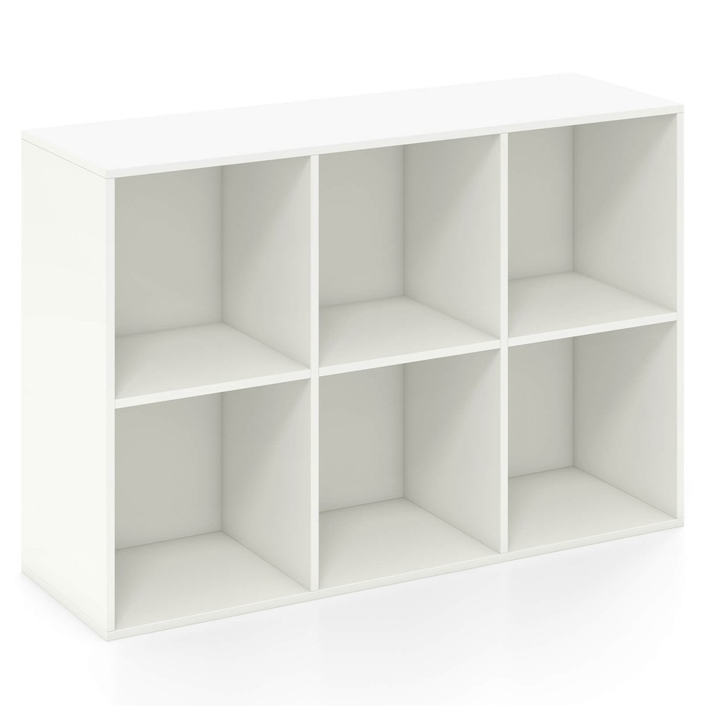 3-Tier Bookcase Modern 6-Cube Storage Organizer Horizontal Vertical Bookshelf