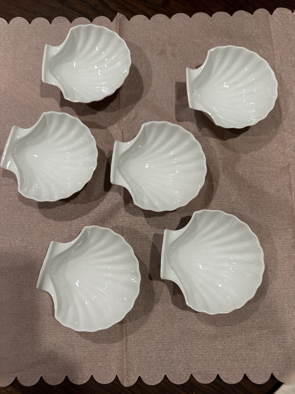 White Scallop Shell Dish Appetizers/Sauces 3.5" Wide Set Of 6 gallery