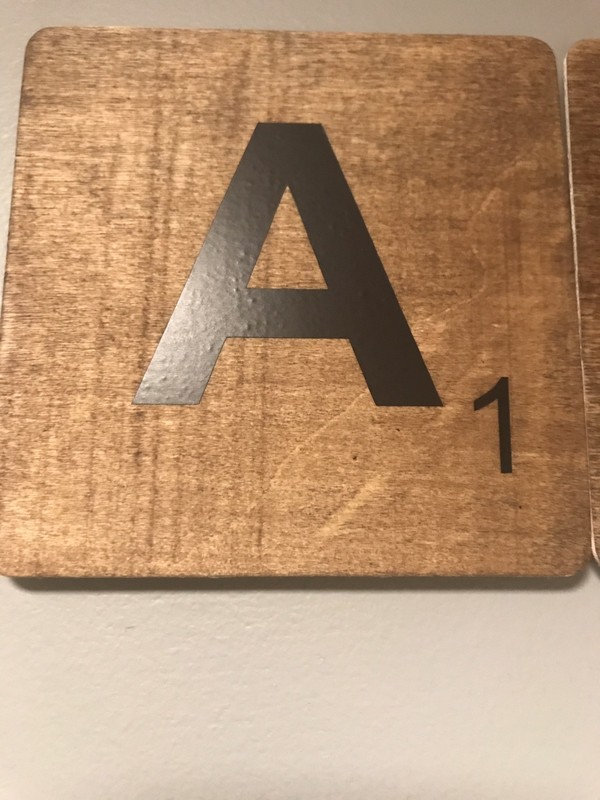 PERSONALIZED HAND CUT LARGE WALL ART SCRABBLE TILES - FINISHED WOOD 4in x 4in gallery