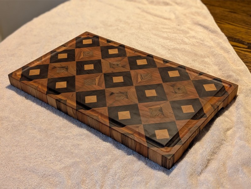 Diamond Pattern End Grain Cutting Board, butcher block,knife block, kitchen gift gallery