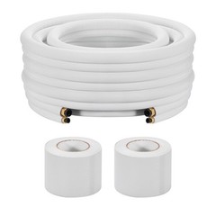 VEVOR 100ft Mini Split Line Set 1/4 3/8 OD AC Copper White PE Insulated Coil