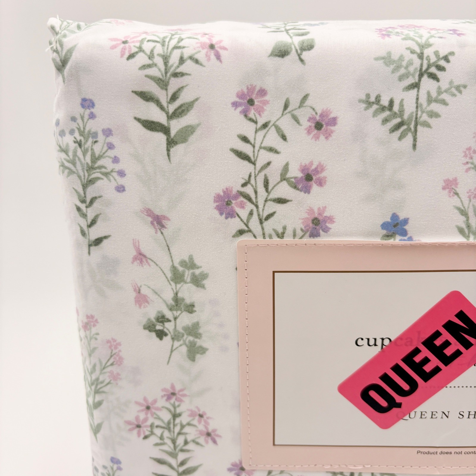 Cupcakes and Cashmere Queen Sheet Set Floral Wildflower White Pink Purple 4pc gallery