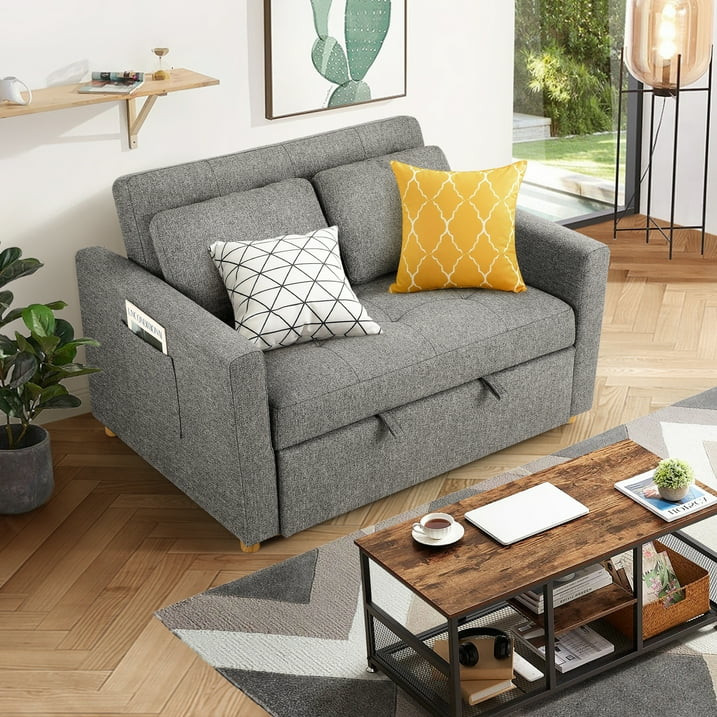 Modern Convertible Comfy Sleeper Sofa 3-in-1 Pull Out Bed Sofa Loveseat Couch US gallery
