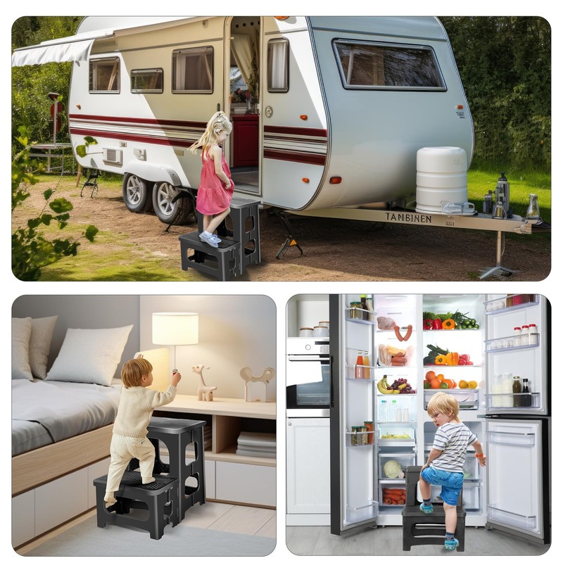 Folding 2 Step Stool for Adults,Collapsible Rv Step Stool Holds 300LB,Anti-Sl... gallery