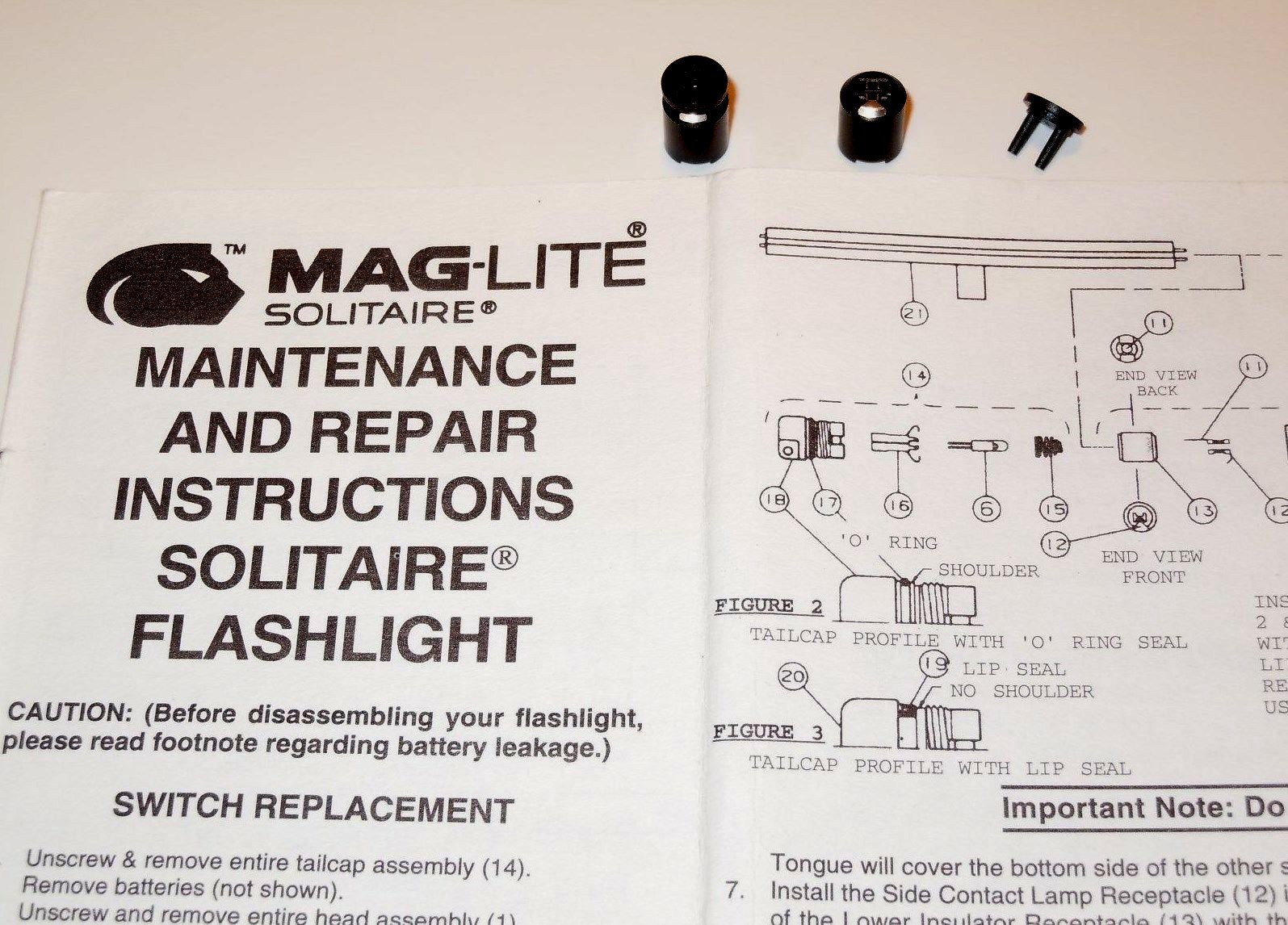 Authentic "AAA" Mini Maglite Solitaire Switch Repair Assembly 108-000-085 gallery