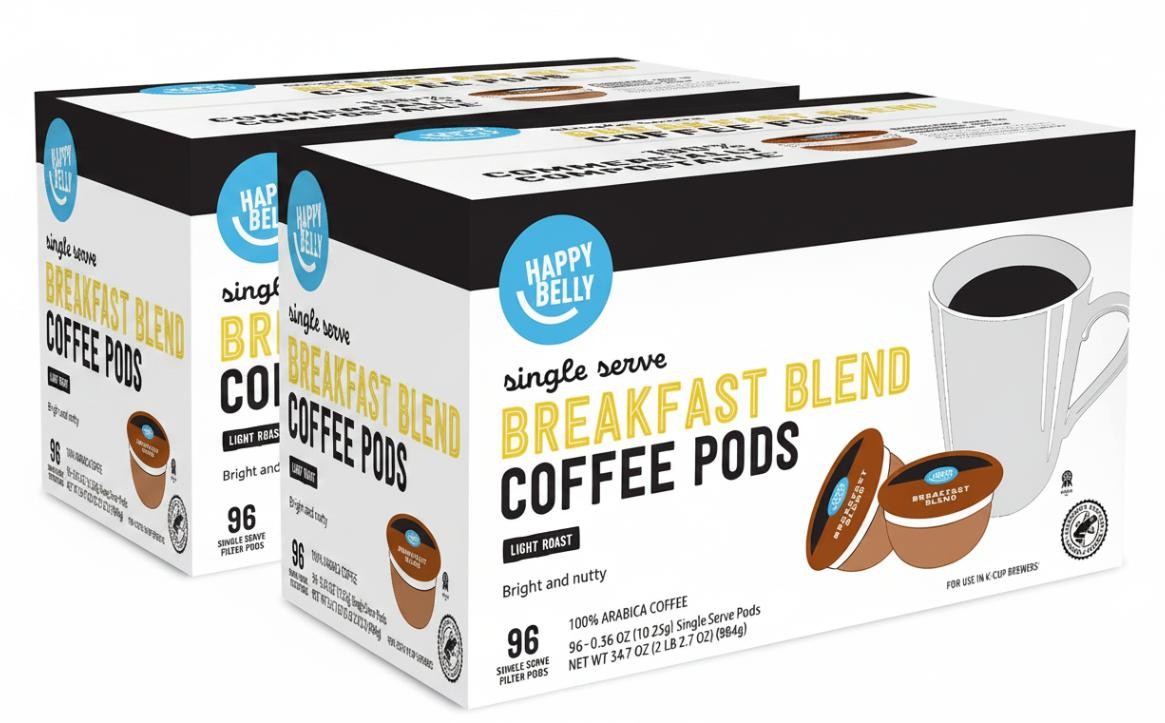 Happy Belly Breakfast Blend Compostable Keurig K-Cup Coffee Pods, 192ct. BB 1/27 gallery