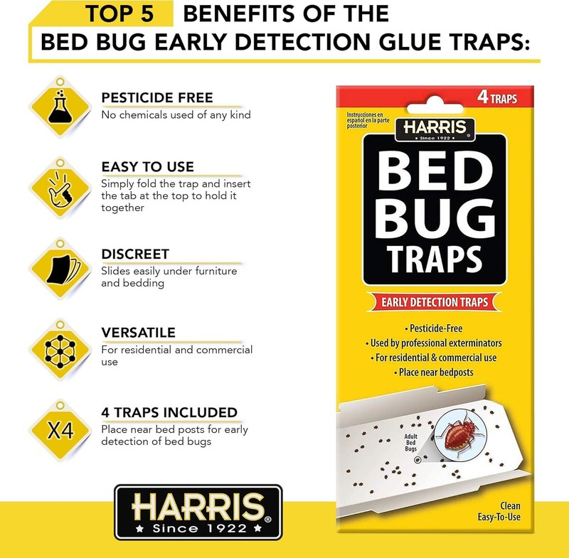 Harris Bed Bug Early Detection Glue Traps (4/Pack) Very Effective Easy to Use gallery