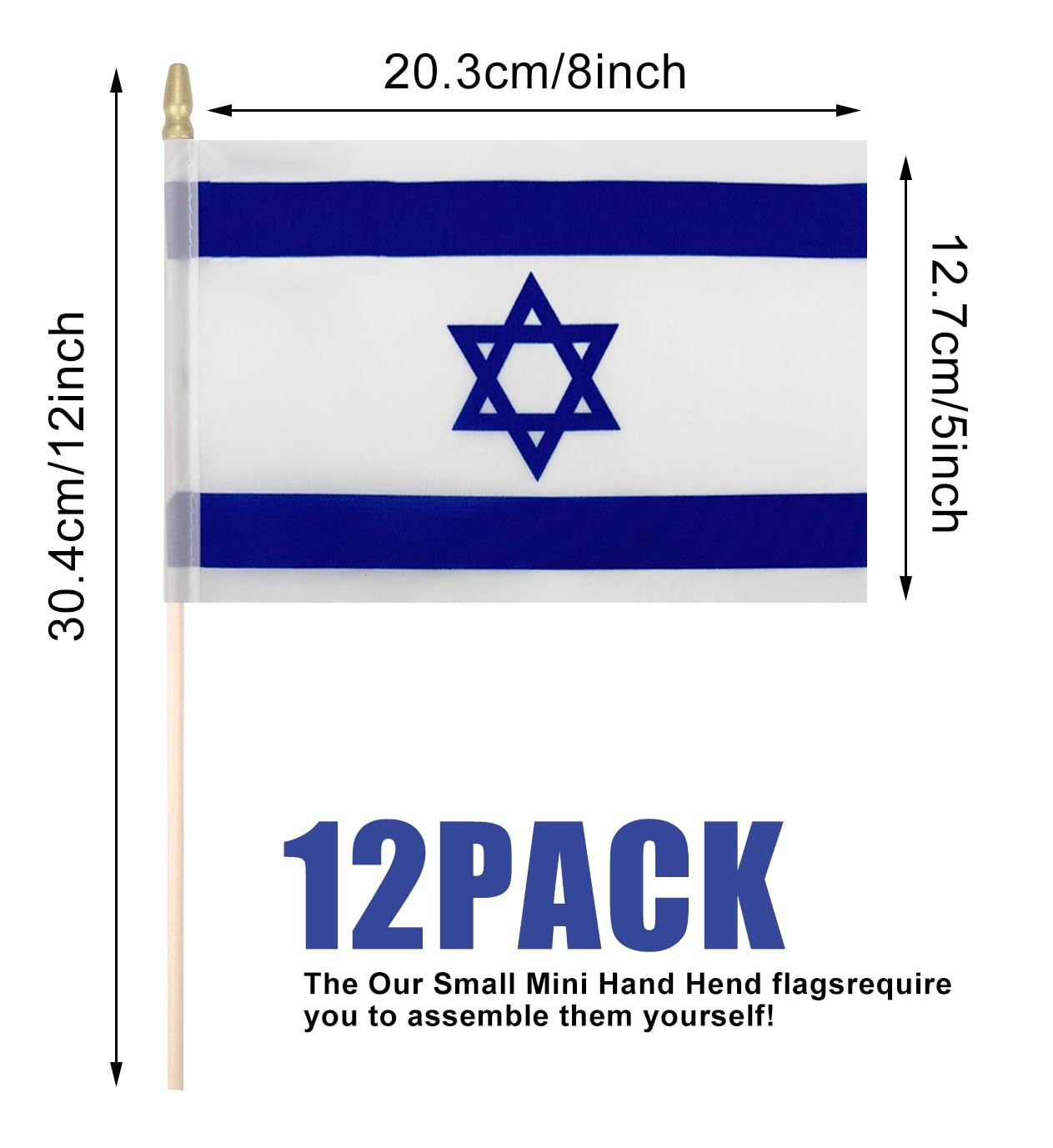 TMHTMH 12 Pack Israel Miniature Small Wooden Stick Flags Israeli Mini Handhel... gallery