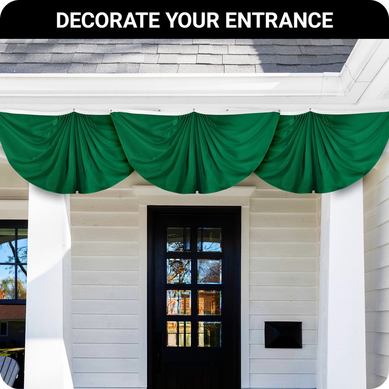 G128 2 Pack: Solid Dark Green Color Pleated Fan Flag 3x6 Ft Printed 150D Poly gallery