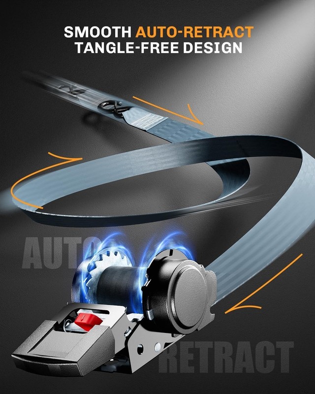 WELLUCK Retractable Ratchet Tie Down Straps for Boat Trailer, Jetski – Heavy Dut gallery