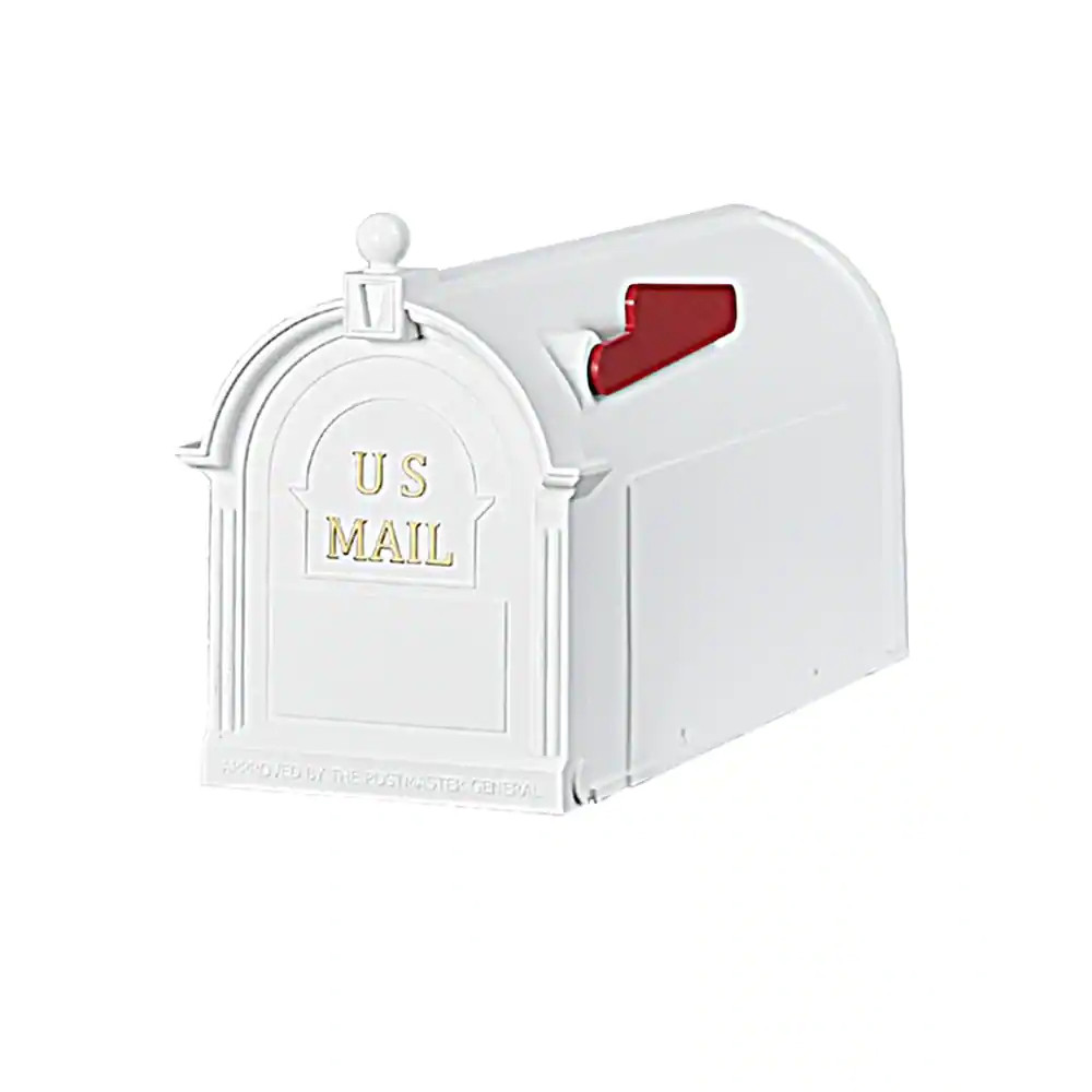 Ambrose White Post Mount Mailbox Large Plastic Residential Home Mail Box gallery