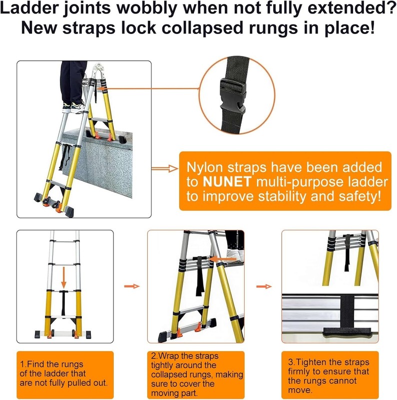 Telescoping Ladder A Frame, 18 Ft Compact Aluminum Extension Telescopic Step gallery