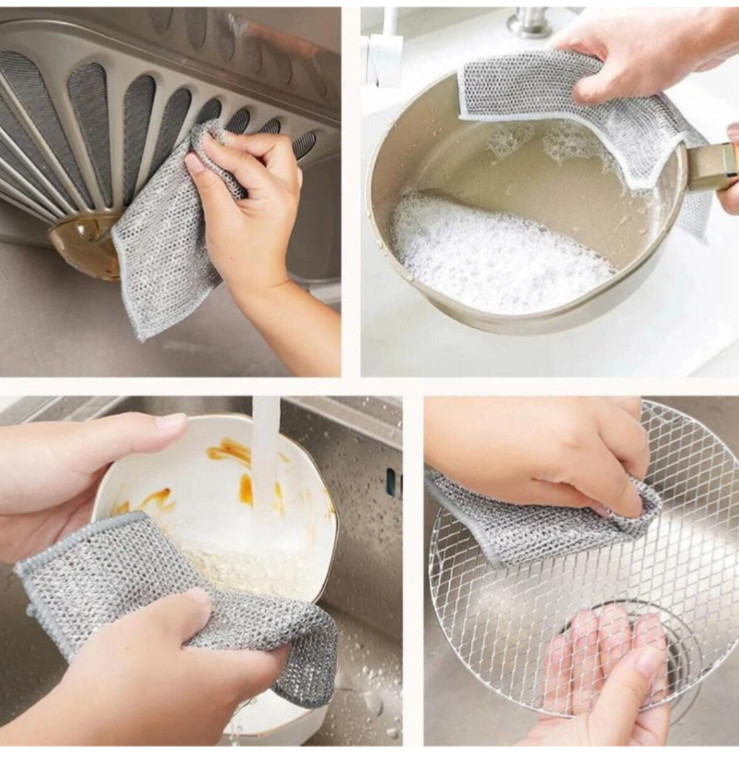 3/6/12 Pcs Multifunctional Non-Scratch Mesh Wire Dish Washing Cleaning Cloth Rag gallery
