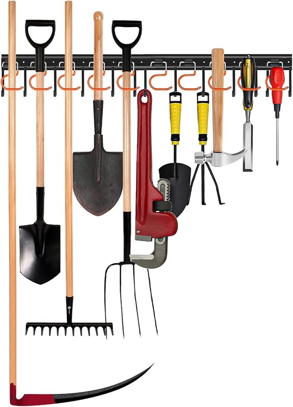 Adjustable Garage Tool Organizer - Wall-Mount, 66 lb Capacity, Iron Construction gallery