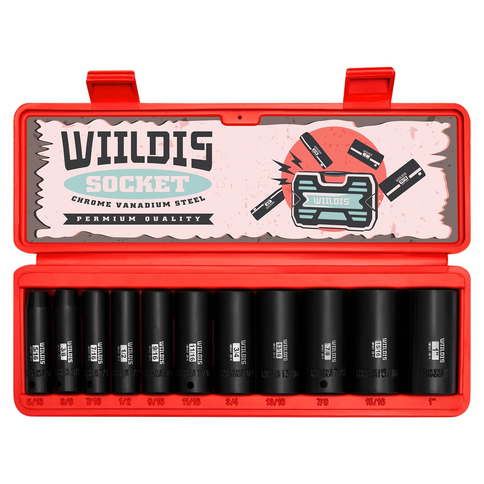 11 Pieces 3/8-Inch Drive Deep Impact Socket Set, 5/16 to 1 inch, CR-V, SAE, 6... gallery