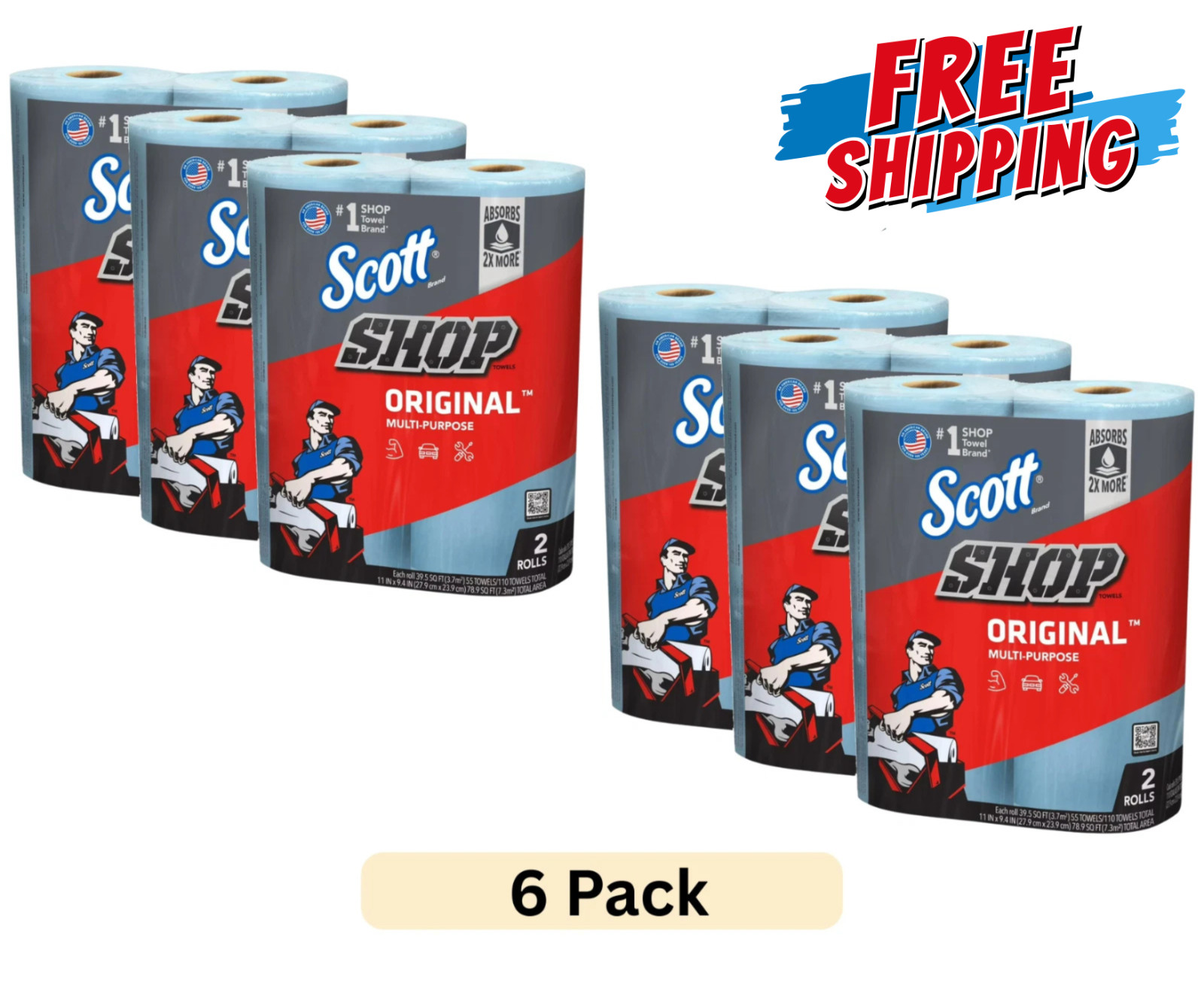 Scott Professional Multi-Purpose Shop Towels, 55 Sheets per Roll, 12 Ct gallery