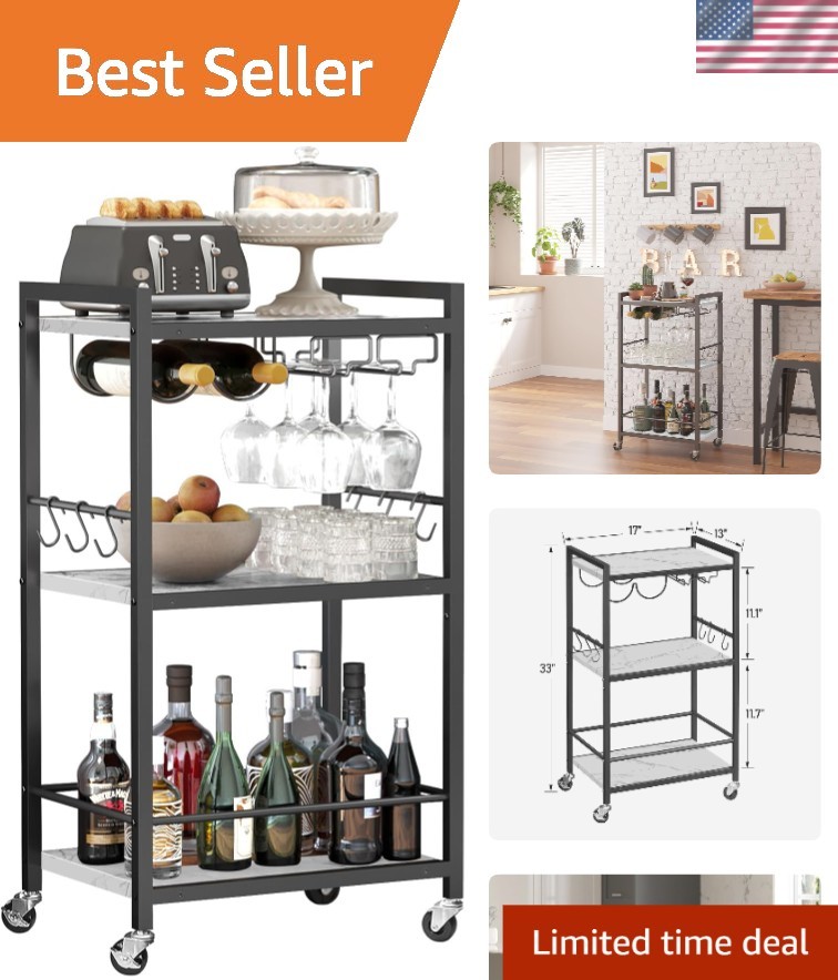 Modular Bar Cart with Easy Assembly & Wine Glass Storage – Modern Home Essential gallery