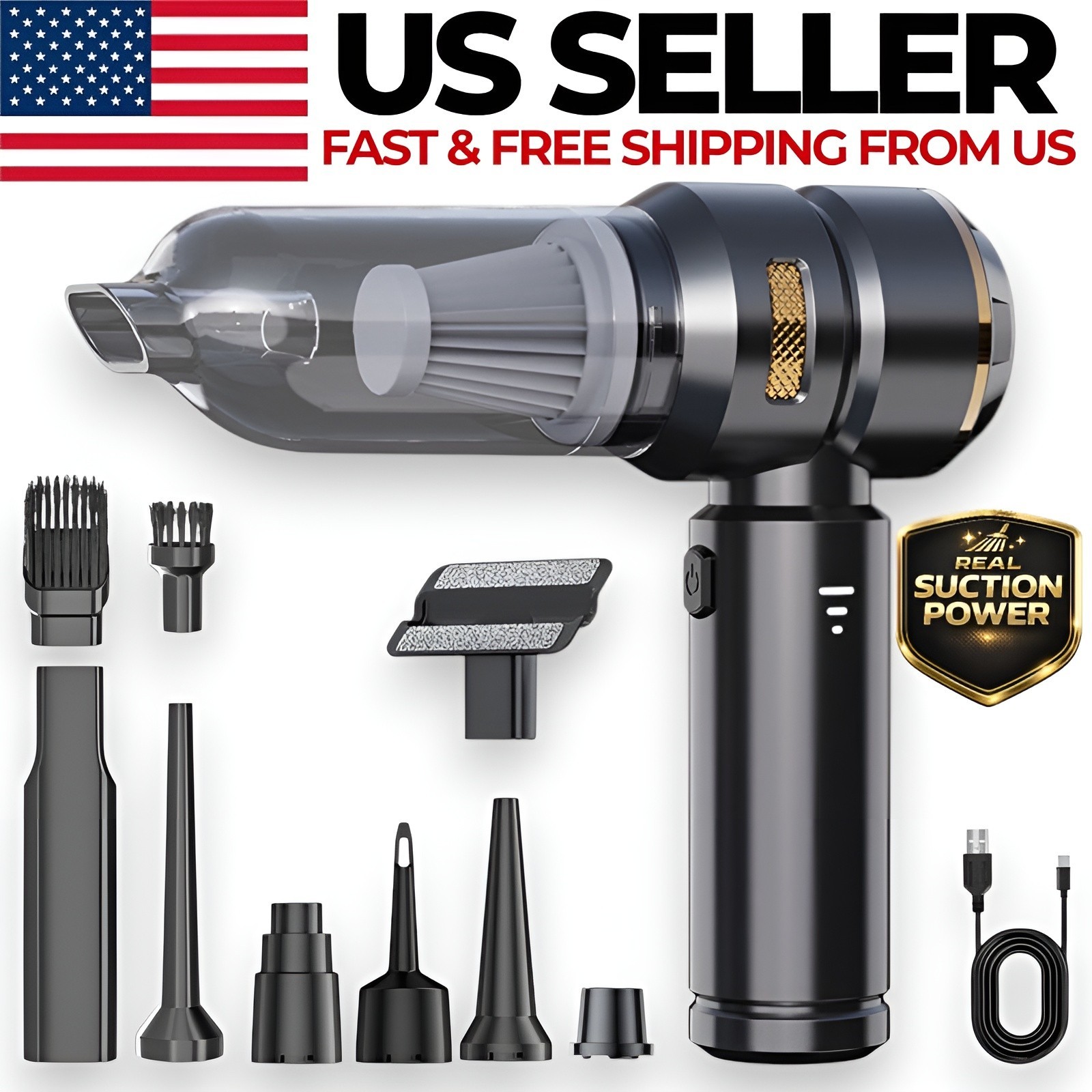 Cordless Handheld Vacuum Cleaner w/ Blower Strong Real Suction for Car and Home gallery