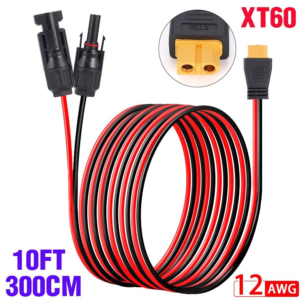 10ft Solar Panel Extension Cable Wire XT60 Female to Solar Connectors Cord 12AWG gallery