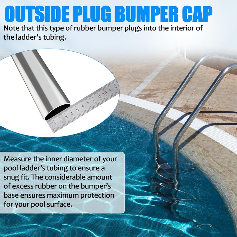 TonGass (2-Pack, White) Outside Pools Ladder Bumpers for Cap, White gallery