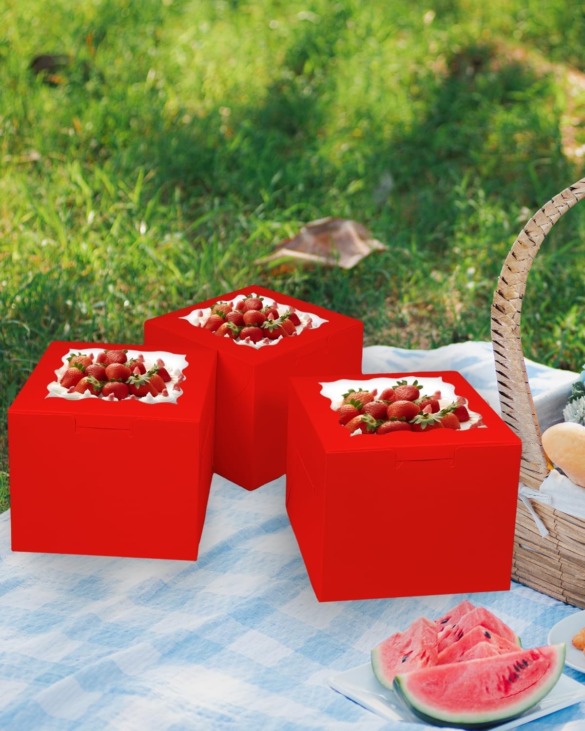 Red 8x8x5 Inches 36pcs Cake Boxes with Window 18-Packs Red Cake Boxes 8 Inch ... gallery