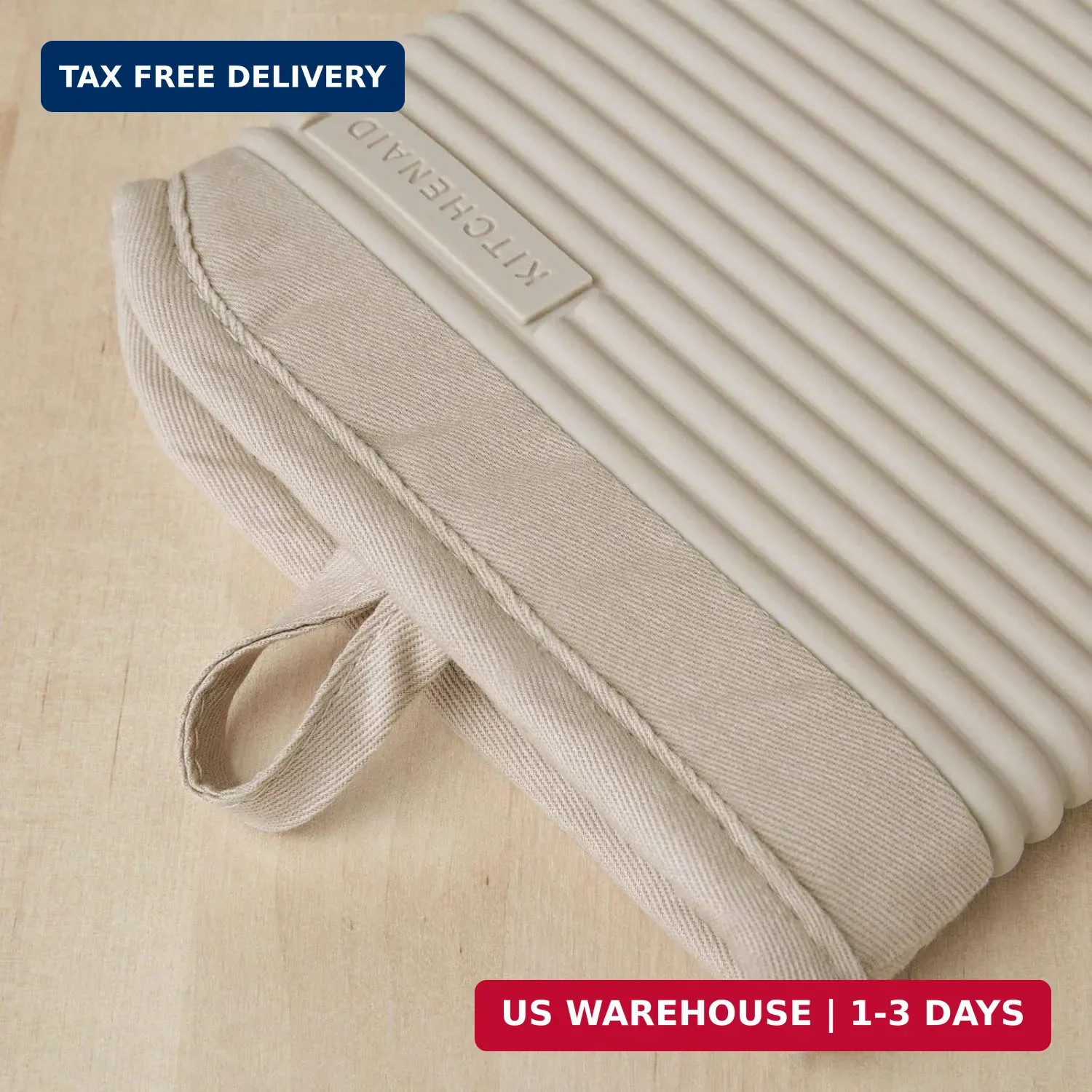 KITCHENAID Ribbed Soft Silicone Oven Mitt 2-Pack Set, 7.5"x13", Milkshake gallery