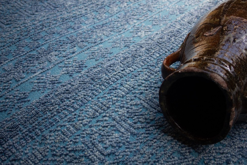 Handmade Wool Area Rug | Modern Textured Design | 4'4" x 5'5" | 60956 gallery