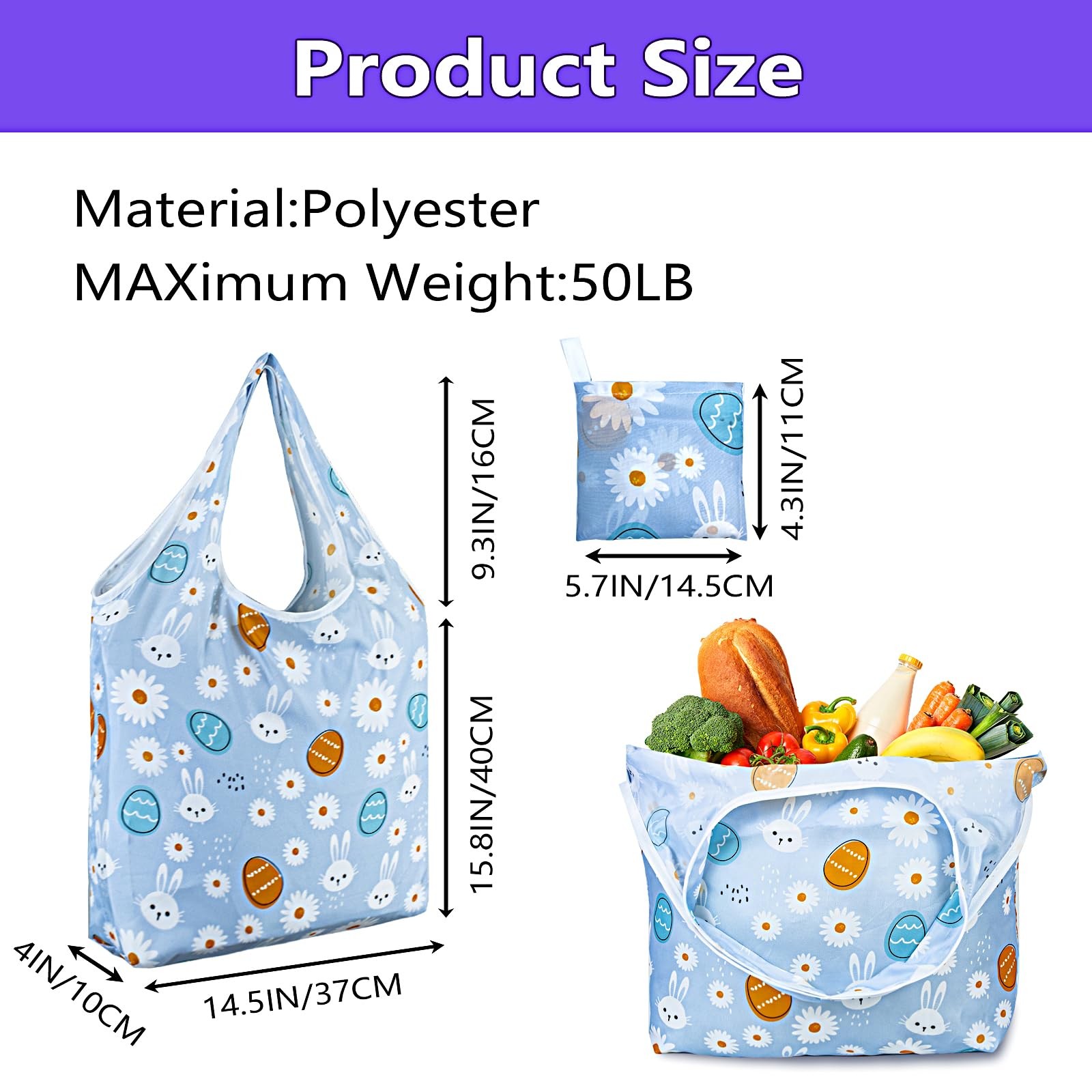 6 PCS Eco Friendly Reusable Grocery Bags Lightweight Durable Washable gallery