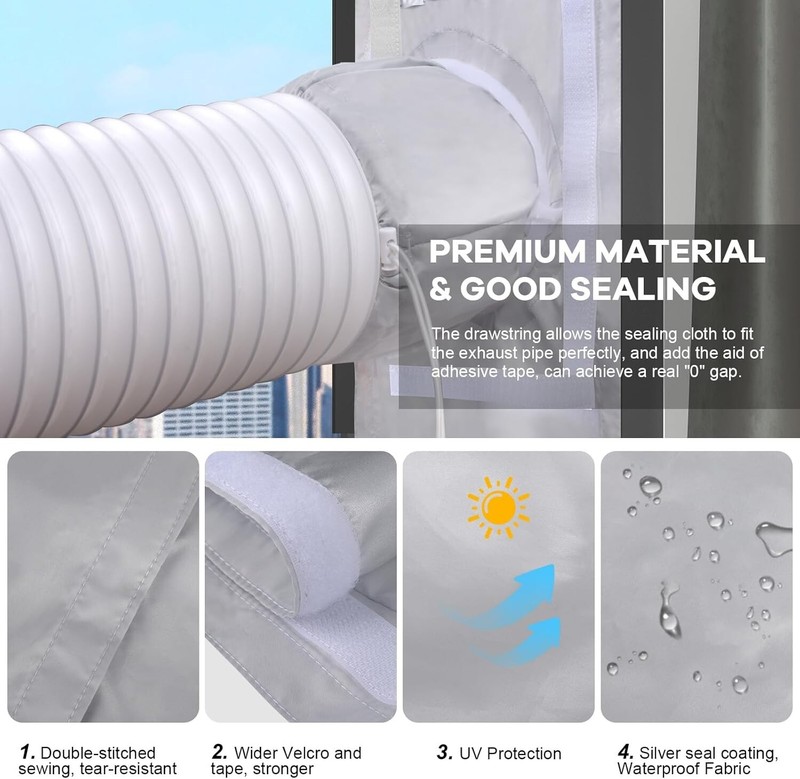 Portable Air Conditioner Window Vent Kit, Universal Sliding 28x52~102cm gallery