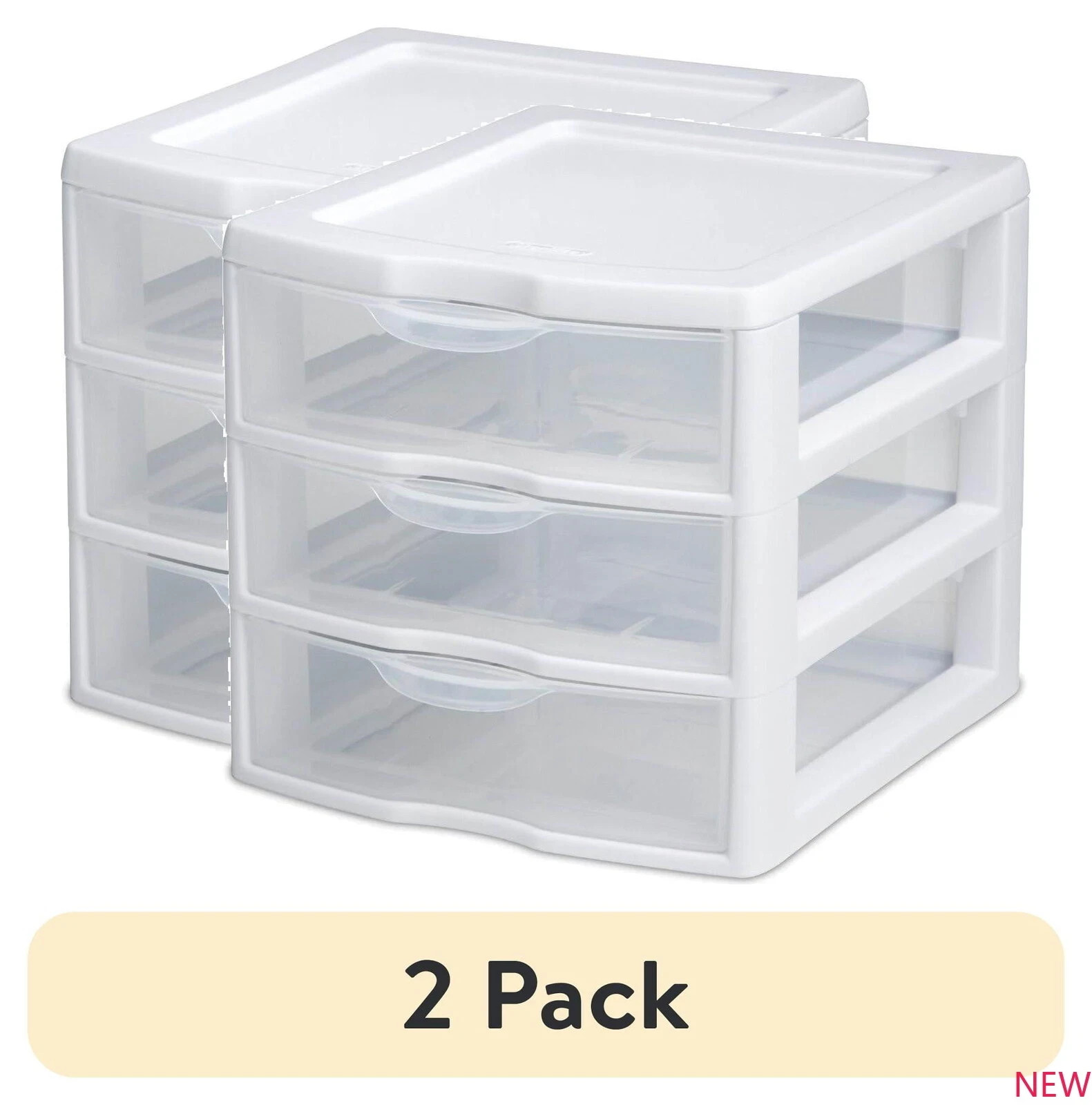 (2 pack) Small 3 Drawer Desktop Unit, Plastic, White！ gallery
