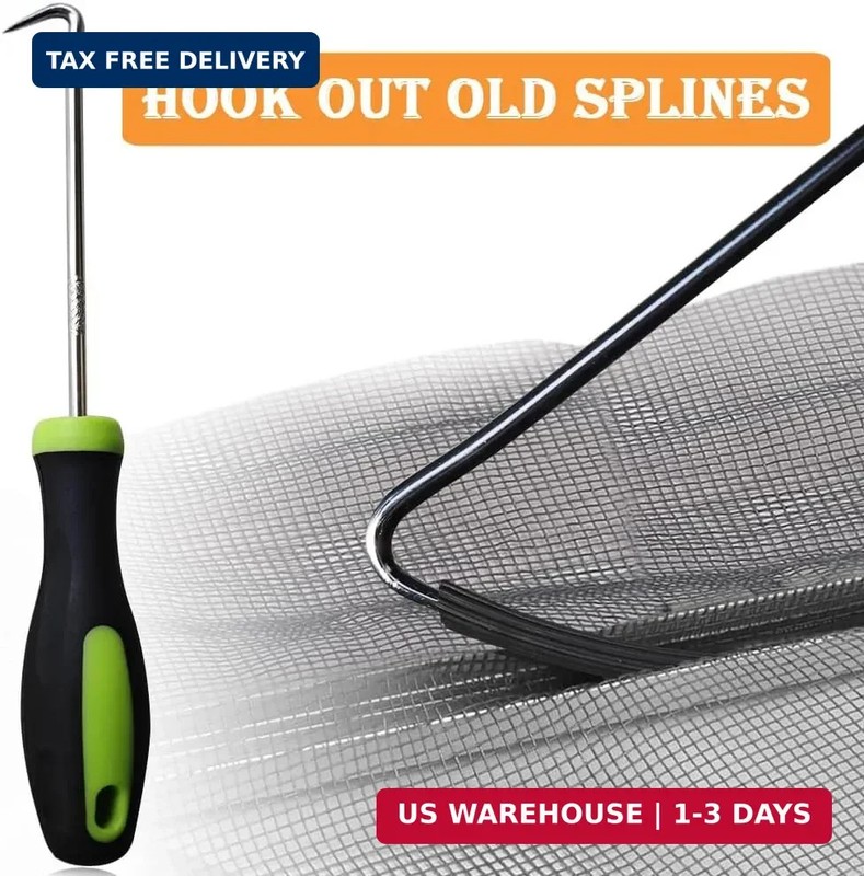 3in1 Window Screen Repair Kit Roller Tool w/ 32FT Spline & Hook gallery